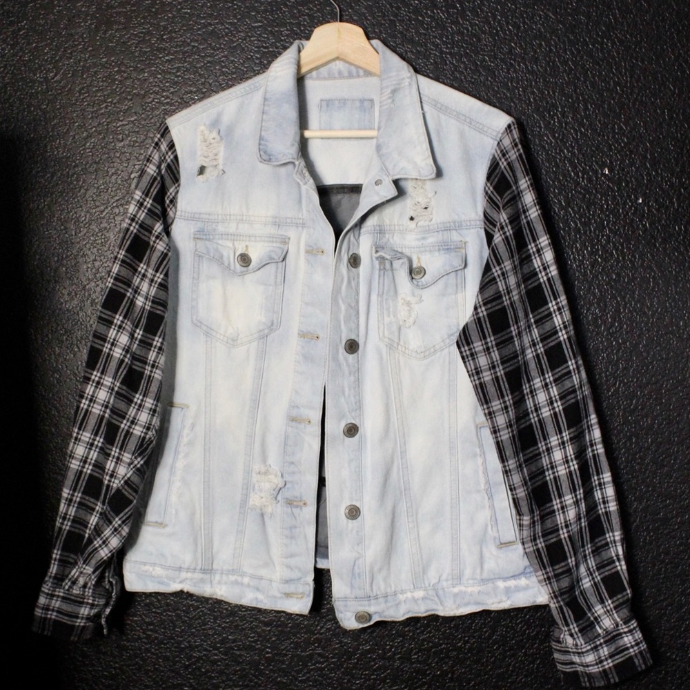 custom denim/flannel jacket size L/XL